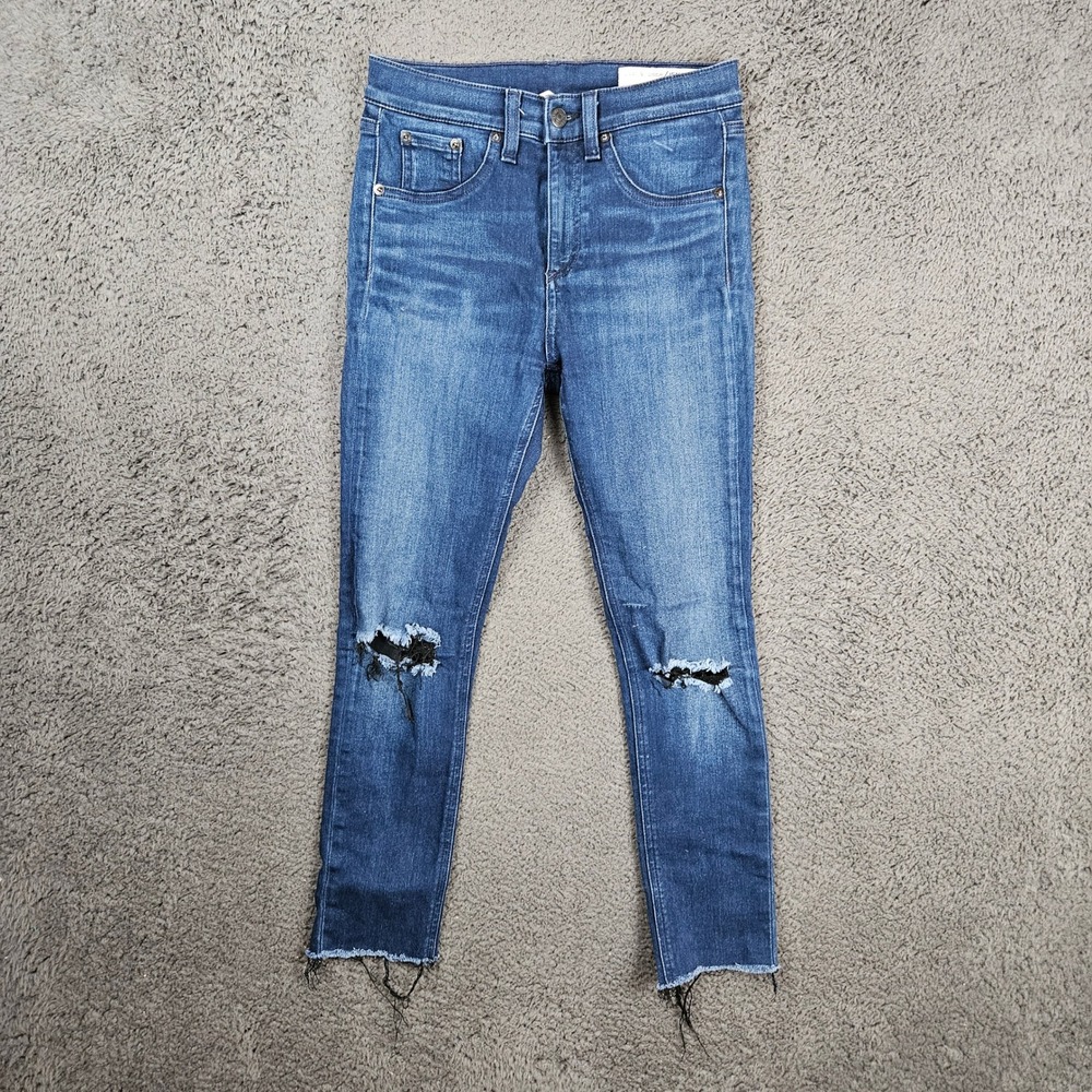 Rag & Bone 10 Inch Skinny Jeans Mojave Distressed Raw Hem W1532K089MOJ Womens 25